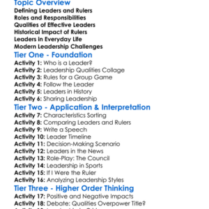 The Role Of Leaders And Rulers Worksheet Activity Booklet