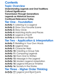 The Role Of Legends And Oral Traditions Worksheet Activity Booklet