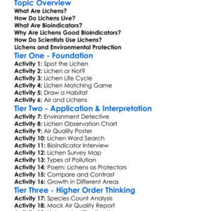 The Role Of Lichens As Bioindicators Worksheet Activity Booklet