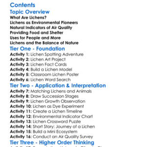 The Role Of Lichens In The Environment Worksheet Activity Booklet
