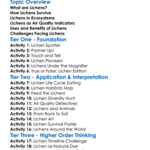 The Role Of Lichens Worksheet Activity Booklet