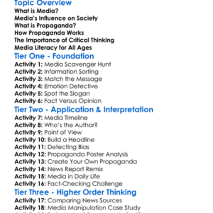 The Role Of Media And Propaganda Worksheet Activity Booklet