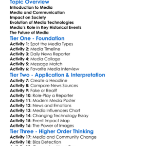 The Role Of Media In Modern History Worksheet Activity Booklet