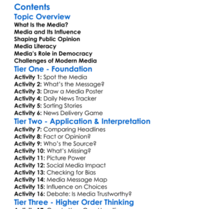 The Role Of Media In Shaping Public Opinion Worksheet Activity Booklet