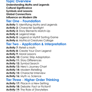 The Role Of Myth And Legend Worksheet Activity Booklet