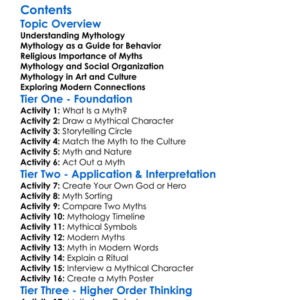 The Role Of Mythology In Ancient Societies Worksheet Activity Booklet