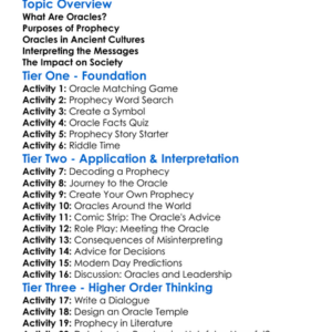 The Role Of Oracles And Prophecy Worksheet Activity Booklet
