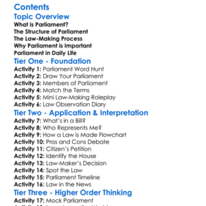 The Role Of Parliament And Law-Making Worksheet Activity Booklet