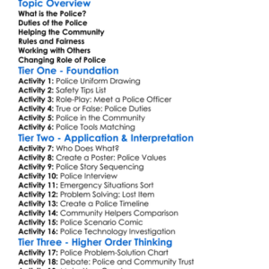 The Role Of Police Worksheet Activity Booklet