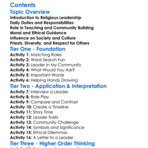 The Role Of Priests And Religious Leaders Worksheet Activity Booklet