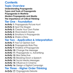 The Role Of Propaganda In Modern History Worksheet Activity Booklet
