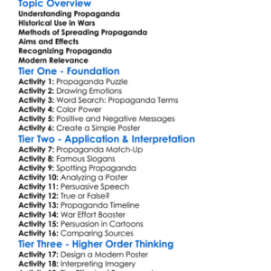 The Role Of Propaganda In Wars Worksheet Activity Booklet