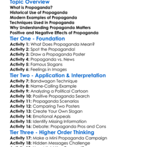 The Role Of Propaganda Worksheet Activity Booklet