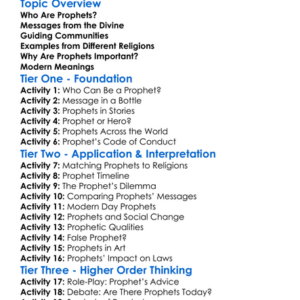 The Role Of Prophets Worksheet Activity Booklet
