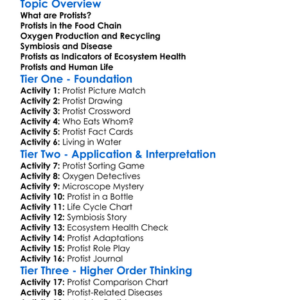 The Role Of Protists In Ecosystems Worksheet Activity Booklet