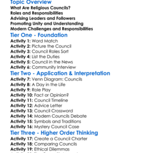 The Role Of Religious Councils Worksheet Activity Booklet