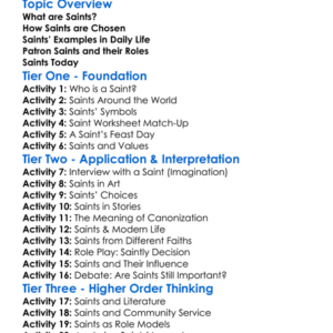 The Role Of Saints Worksheet Activity Booklet