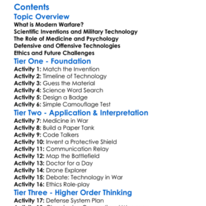 The Role Of Science In Modern Warfare Worksheet Activity Booklet