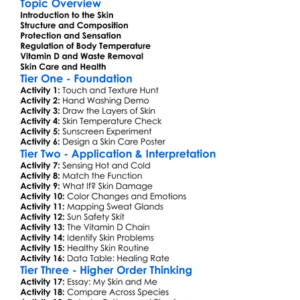 The Role Of Skin In Humans Worksheet Activity Booklet