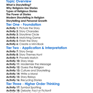 The Role Of Storytelling In Religion Worksheet Activity Booklet