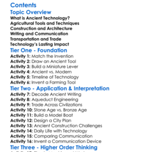 The Role Of Technology In Ancient Developments Worksheet Activity Booklet