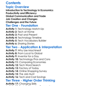 The Role Of Technology In Economics Worksheet Activity Booklet
