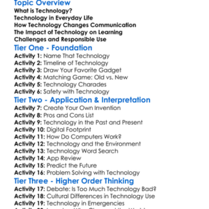 The Role Of Technology Worksheet Activity Booklet