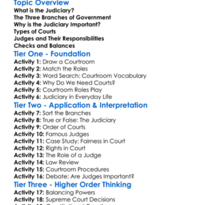 The Role Of The Judiciary Worksheet Activity Booklet