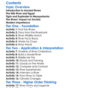 The Role Of The Nile Tigris And Euphrates Rivers Worksheet Activity Booklet