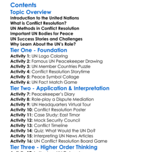 The Role Of The United Nations In Conflict Resolution Worksheet Activity Booklet