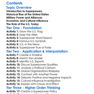 The Role Of The United States As A Superpower Worksheet Activity Booklet