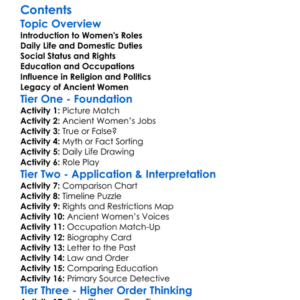 The Role Of Women In Ancient Civilizations Worksheet Activity Booklet