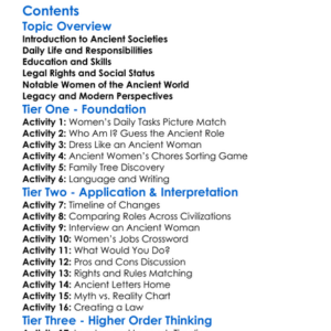 The Role Of Women In Ancient Societies Worksheet Activity Booklet