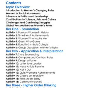 The Role Of Women In Modern History Worksheet Activity Booklet