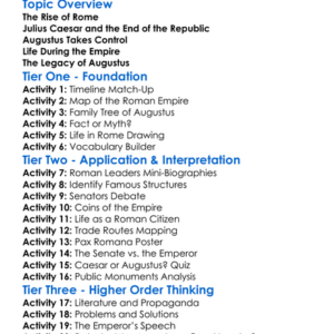 The Roman Empire And Augustus Worksheet Activity Booklet