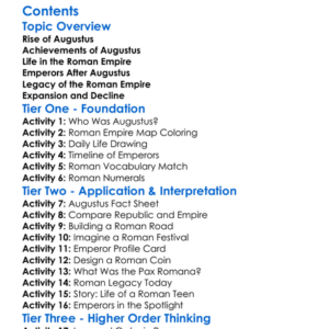 The Roman Empire Augustus And Beyond Worksheet Activity Booklet