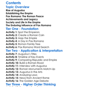 The Roman Empire Augustus And Pax Romana Worksheet Activity Booklet