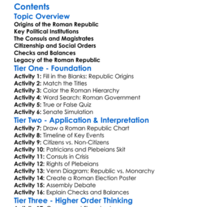 The Roman Republic Structure And Government Worksheet Activity Booklet