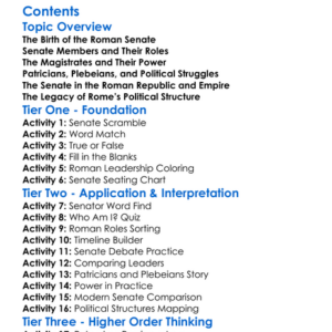 The Roman Senate And Political Structure Worksheet Activity Booklet
