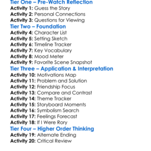 The Rory Story 1991 Worksheet Activity Booklet