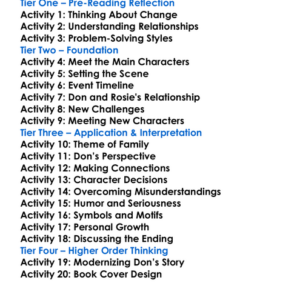 The Rosie Effect Graeme Simsion Worksheet Activity Booklet