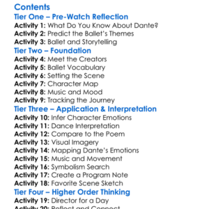 The Royal Ballet The Dante Project 2021 Worksheet Activity Booklet