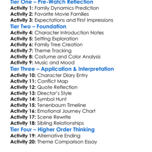 The Royal Tenenbaums 2001 Worksheet Activity Booklet
