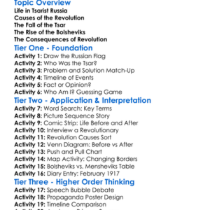 The Russian Revolution Worksheet Activity Booklet