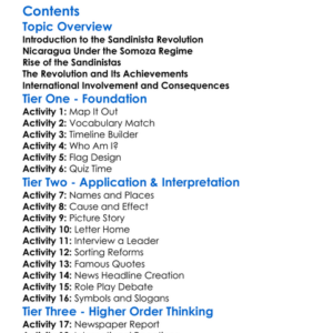The Sandinista Revolution In Nicaragua Worksheet Activity Booklet