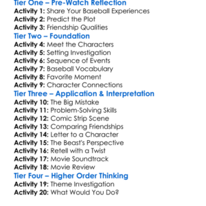 The Sandlot Worksheet Activity Booklet