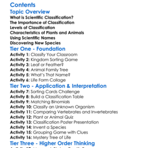 The Scientific Classification Of Plants And Animals Worksheet Activity Booklet