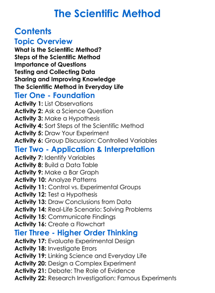 The Scientific Method Worksheet Activity Booklet