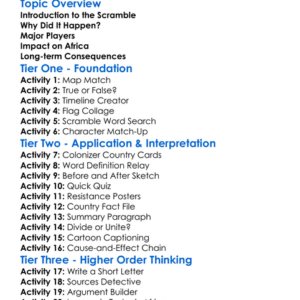 The Scramble For Africa Worksheet Activity Booklet