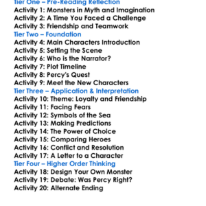 The Sea Of Monsters Rick Riordan Worksheet Activity Booklet